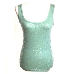 J Crew Factory Mint green sequin tan XXS